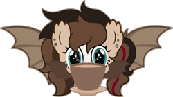 Size: 1024x574 | Tagged: safe, artist:cirillaq, derpibooru import, oc, oc:ryolit, bat pony, pony, coffee, female, mare, simple background, solo, transparent background, vector