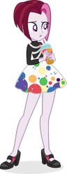 Size: 555x1440 | Tagged: safe, artist:punzil504, derpibooru import, cayenne, equestria girls, clothes, drink, equestria girls-ified, female, high heels, legs, mary janes, miniskirt, paper cup, shoes, simple background, skirt, transparent background