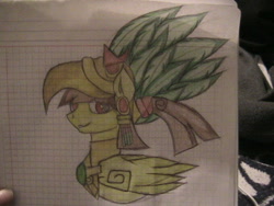 Size: 1024x768 | Tagged: safe, derpibooru import, oc, oc only, oc:tailcoatl, pegasus, pony, female, graph paper, looking at you, mexico, nation ponies, ponified, smiling, solo, traditional art, xrichar