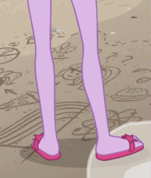 Size: 553x650 | Tagged: safe, derpibooru import, screencap, sci-twi, twilight sparkle, better together, equestria girls, friendship math, animated, cropped, feet, flip-flops, foot focus, gif, legs, pictures of legs, sand, sandals, solo, water