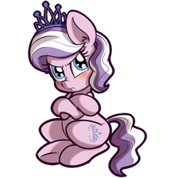 Size: 512x512 | Tagged: safe, artist:anibaruthecat, derpibooru import, diamond tiara, earth pony, pony, blushing, explicit source, female, filly, simple background, solo, transparent background