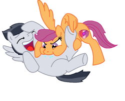Size: 944x768 | Tagged: safe, artist:diana173076, derpibooru import, rumble, scootaloo, pegasus, pony, colt, cute, cutealoo, cutie mark, eyes closed, female, filly, hoof tickling, male, open mouth, rumblebetes, rumbloo, shipping, simple background, straight, the cmc's cutie marks, tickle torture, tickling, tummy buzz, underhoof, white background