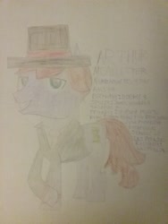 Size: 1944x2592 | Tagged: safe, artist:jaredking179, derpibooru import, oc, oc only, oc:arthur mcallister, earth pony, pony, clothes, hat, male, reference sheet, traditional art