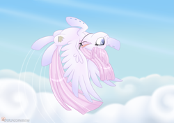 Size: 5069x3559 | Tagged: safe, artist:raspberrystudios, derpibooru import, oc, oc only, oc:melody breeze, cloud, flying, patreon, patreon reward, pegasus oc, sky, upside down