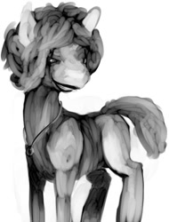 Size: 527x693 | Tagged: safe, artist:tempusfidgets, derpibooru import, earth pony, pony, undead, brandon lee, male, monochrome, ponified, simple background, solo, the crow