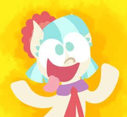 Size: 650x600 | Tagged: safe, artist:alittleofsomething, derpibooru import, coco pommel, earth pony, pony, female, lineless, majestic as fuck, mare, silly, silly pony, solo, tongue out