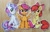 Size: 1280x829 | Tagged: safe, artist:lispp, derpibooru import, apple bloom, scootaloo, sweetie belle, earth pony, pegasus, pony, unicorn, adorabloom, blushing, cute, cutealoo, cutie mark, cutie mark crusaders, diasweetes, female, filly, looking at you, the cmc's cutie marks, traditional art