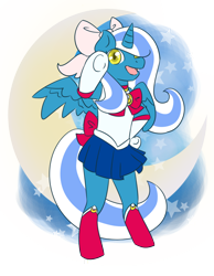 Size: 788x1013 | Tagged: safe, artist:rluie, derpibooru import, oc, oc:fleurbelle, alicorn, semi-anthro, alicorn oc, clothes, cosplay, costume, sailor moon, simple background, transparent background