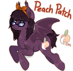 Size: 665x654 | Tagged: safe, artist:peachy-pea, derpibooru import, oc, oc:peach patch, bat pony, pony, solo