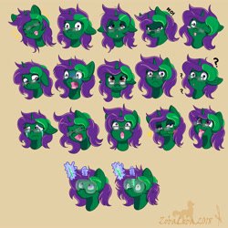 Size: 3500x3500 | Tagged: safe, artist:zobaloba, derpibooru import, oc, oc:buggy code, pony, :p, commission, emoticon, emotions, silly, solo, sticker, sticker set, tongue out