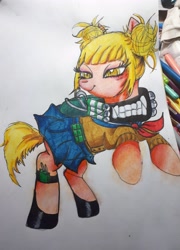 Size: 2803x3888 | Tagged: safe, artist:lolitanime7586, derpibooru import, pony, crossover, himiko toga, himiko toga's outfit, my hero academia, ponified, quirked pony, smiling, solo, traditional art