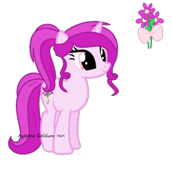 Size: 714x700 | Tagged: safe, artist:xylenneisnotamazing, derpibooru import, oc, oc:magenta bows, pony, unicorn, female, mare, simple background, solo, transparent background