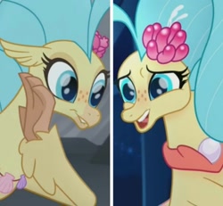 Size: 1209x1119 | Tagged: safe, derpibooru import, screencap, princess skystar, hippogriff, seapony (g4), my little pony: the movie, cropped, duality, self ponidox, solo