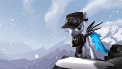 Size: 1280x720 | Tagged: safe, artist:flipchip, derpibooru import, oc, oc only, oc:wattson, pegasus, pony, fallout equestria, 3d, clothes, enclave, grand pegasus enclave, snow, uniform