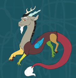 Size: 1500x1537 | Tagged: safe, artist:shortcake1284, derpibooru import, discord, draconequus, discord is star swirl, green background, male, simple background, solo