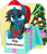 Size: 600x705 | Tagged: safe, artist:jhayarr23, derpibooru import, oc, oc only, oc:blue moon, pony, unicorn, blushing, box, candy, candy cane, christmas, christmas lights, christmas tree, christmas wreath, cute, female, filly, food, happy, hat, hearth's warming eve, holiday, pony in a box, present, santa hat, smiling, solo, text, tree, vector, wreath