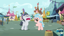 Size: 1185x667 | Tagged: safe, artist:jawsandgumballfan24, derpibooru import, cozy glow, rumble, pegasus, pony, season 8, angry, colt, cozybuse, eyes closed, female, filly, foal, male, ponyville, ponyville market, sad, yelling