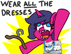 Size: 680x510 | Tagged: safe, artist:threetwotwo32232, derpibooru import, oc, oc:fizzy pop, clothes, clothes hanger, dress, faic, hyperbole and a half, meme, open mouth, solo, teeth, x all the y