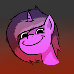 Size: 800x800 | Tagged: safe, artist:vbronny, derpibooru import, oc, oc only, pony, unicorn, bust, female, gradient background, hooves, horn, mare, portrait, smiling, solo