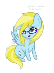 Size: 2048x2732 | Tagged: safe, artist:dawnshine, derpibooru import, oc, oc only, oc:cloud cuddler, pegasus, pony, chibi, cute, cutie mark, female, glasses, open mouth, simple background, solo, transparent background, wings