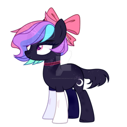 Size: 1280x1279 | Tagged: safe, artist:maddeadunicorn, derpibooru import, oc, oc only, earth pony, pony, bow, clothes, deviantart watermark, eyelashes, fangs, female, freckles, hair bow, lidded eyes, looking away, mare, obtrusive watermark, simple background, solo, transparent background, unnamed oc, watermark