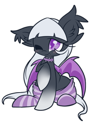 Size: 1572x2123 | Tagged: safe, artist:starlightlore, derpibooru import, oc, oc only, oc:love bites, bat pony, clothes, crossdressing, femboy, male, simple background, socks, solo, starry eyes, striped socks, transparent background, wingding eyes