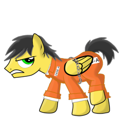 Size: 768x768 | Tagged: safe, artist:thunder burst, derpibooru import, oc, oc only, oc:thunder burst, pegasus, pony, bound wings, chains, clothes, prison outfit, prisoner, simple background, solo, transparent background