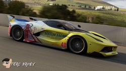 Size: 1440x810 | Tagged: safe, artist:forzaveteranenigma, derpibooru import, oc, oc:golden gates, babscon, babscon mascots, car, driving, ferrari, ferrari fxx k, forza motorsport 6, infineon raceway, laferrari, laferrari fxx-k, photo, sonoma raceway