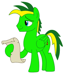 Size: 851x961 | Tagged: safe, artist:didgereethebrony, derpibooru import, oc, oc only, oc:didgeree, pegasus, pony, male, scroll, solo, stallion