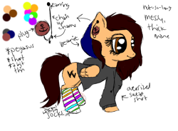 Size: 950x700 | Tagged: safe, artist:unimaginedspecies, derpibooru import, oc, oc only, oc:kitty west, pegasus, pony, clothes, ear piercing, female, hoodie, mare, piercing, raised hoof, simple background, socks, solo, striped socks, transparent background