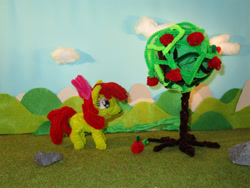 Size: 1333x1000 | Tagged: safe, artist:malte279, derpibooru import, apple bloom, apple, apple tree, chenille, chenille stems, chenille wire, craft, food, pipe cleaner sculpture, pipe cleaners, tree