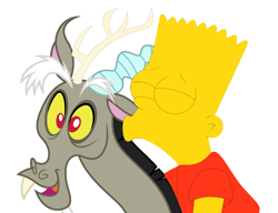 Size: 2804x2152 | Tagged: safe, derpibooru import, edit, edited screencap, screencap, discord, bart simpson, bartcord, crack shipping, crossover, crossover shipping, downvote bait, every day we stray further from god's light, gay, god is dead, kissing, male, neck kiss, only the dead can know peace from this evil, shipping, simple background, the simpsons, this is why we can't have nice things, wat, where is your god now?, why