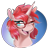 Size: 2880x2880 | Tagged: safe, artist:firimil, derpibooru import, oc, oc only, oc:rose quill, pony, unicorn, bust, commission, digital art, female, glasses, looking at you, mare, one eye closed, red hair, red mane, simple background, solo, transparent background, wink