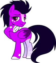 Size: 2200x2472 | Tagged: safe, artist:moonhoek, derpibooru import, oc, oc:kallichore, pegasus, pony, 2019 community collab, clothes, derpibooru community collaboration, female, long tail, mare, masculine mare, rcf community, short hair, simple background, socks, solo, transparent background, wingding eyes, wings