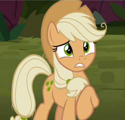 Size: 979x939 | Tagged: safe, derpibooru import, screencap, mean applejack, pony, the mean 6, clone, cropped, female, raised hoof, solo