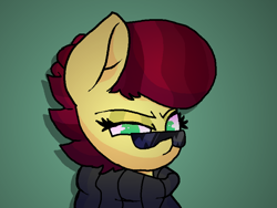 Size: 800x600 | Tagged: safe, artist:retro_hearts, derpibooru import, oc, oc only, oc:aces high, earth pony, pony, clothes, female, glasses, mare, simple background, sunglasses, sweater, turtleneck