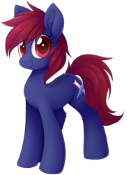 Size: 2859x3798 | Tagged: safe, artist:scarlet-spectrum, derpibooru import, oc, oc only, oc:berry brew, earth pony, pony, 2020 community collab, chest fluff, cute, derpibooru community collaboration, ear fluff, eye clipping through hair, female, high res, looking at you, mare, red eyes, red hair, red mane, red tail, simple background, smiling, solo, transparent background
