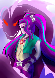 Size: 2893x4092 | Tagged: safe, artist:mantarwolf, derpibooru import, aria blaze, siren, equestria girls, female, gem, looking at you, siren gem, solo