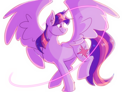 Size: 1280x968 | Tagged: safe, artist:boyslushie, derpibooru import, twilight sparkle, twilight sparkle (alicorn), alicorn, pony, simple background, smiling, solo, spread wings, white background, wings