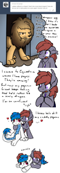 Size: 2560x7344 | Tagged: safe, artist:moemneop, derpibooru import, oc, oc:kami, oc:lukida, bat pony, big cat, dragon, lion, pegasus, pony, bat pony oc, comic, dragonified, female, heart, lukami, male, mare, simple background, species swap, stallion, transparent background