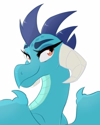 Size: 2000x2500 | Tagged: safe, artist:canisrettmajoris, derpibooru import, princess ember, dragon, dragoness, female, simple background, smiling, solo, white background