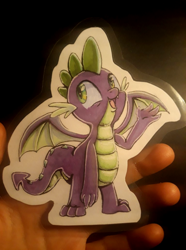 Size: 768x1032 | Tagged: safe, artist:thebowtieone, derpibooru import, spike, dragon, photo, solo, traditional art, winged spike