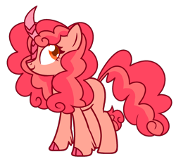 Size: 1300x1173 | Tagged: dead source, safe, artist:unicorn-mutual, derpibooru import, oc, kirin, female, kirin pony hybrid, magical lesbian spawn, offspring, parent:autumn blaze, parent:pinkie pie, parents:autumnpie, simple background, solo, transparent background