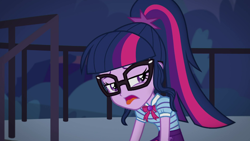 Size: 1920x1080 | Tagged: safe, derpibooru import, screencap, sci-twi, twilight sparkle, better together, equestria girls, star crossed, geode of telekinesis, magical geodes, solo, tongue out