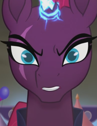 Size: 551x716 | Tagged: safe, derpibooru import, screencap, tempest shadow, my little pony: the movie, cropped, eye scar, horn, scar, solo, sparking horn