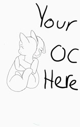 Size: 660x1050 | Tagged: safe, artist:mya-chan nina, derpibooru import, oc, pony, black and white, blank, commission, crossed hooves, crying, cuddling, digital art, grayscale, hug, monochrome, no mane, no tail, smiling, your character here