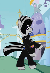 Size: 404x594 | Tagged: safe, derpibooru import, oc, earth pony, pony, bipedal, canterlot, clothes, male, solo, stallion