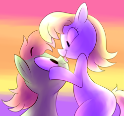 Size: 2365x2216 | Tagged: safe, artist:norithecat, derpibooru import, oc, oc only, auction, commission, couple, digital, eyelashes, face licking, female, happy, licking, licking face, looking at each other, love, male, straight, tongue out, ych result