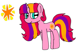 Size: 1565x1080 | Tagged: safe, artist:徐詩珮, derpibooru import, oc, oc:sunny shimmer, pony, unicorn, magical lesbian spawn, next generation, offspring, parent:sunset shimmer, parent:twilight sparkle, parents:sunsetsparkle, simple background, transparent background