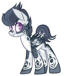 Size: 484x579 | Tagged: safe, artist:owl-clockwork, derpibooru import, oc, oc only, oc:jungle rumble, pegasus, pony, alternate design, blank flank, description is relevant, male, older, simple background, solo, story included, tattoo, teenager, white background